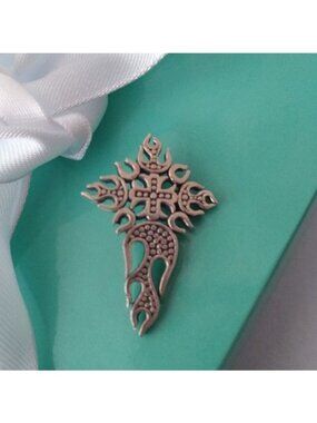 QG Quality Gold Sterling Silver 935 4 Point Fiery Cross Pendant